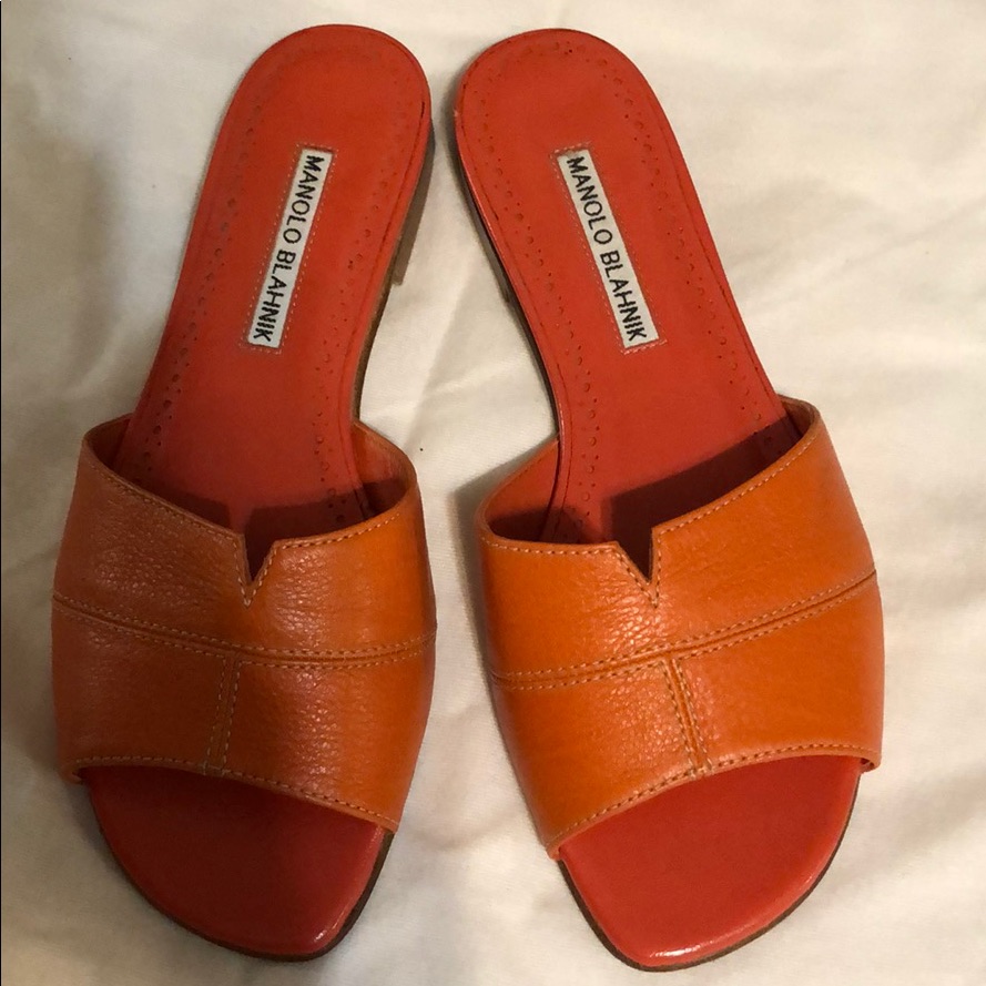 Manila Blahnik Orange Slides